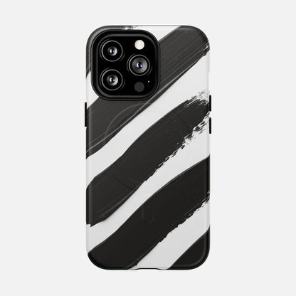 Abstract Black Brushstroke iPhone Case — Tough Magnetic | MagSafe Compatible