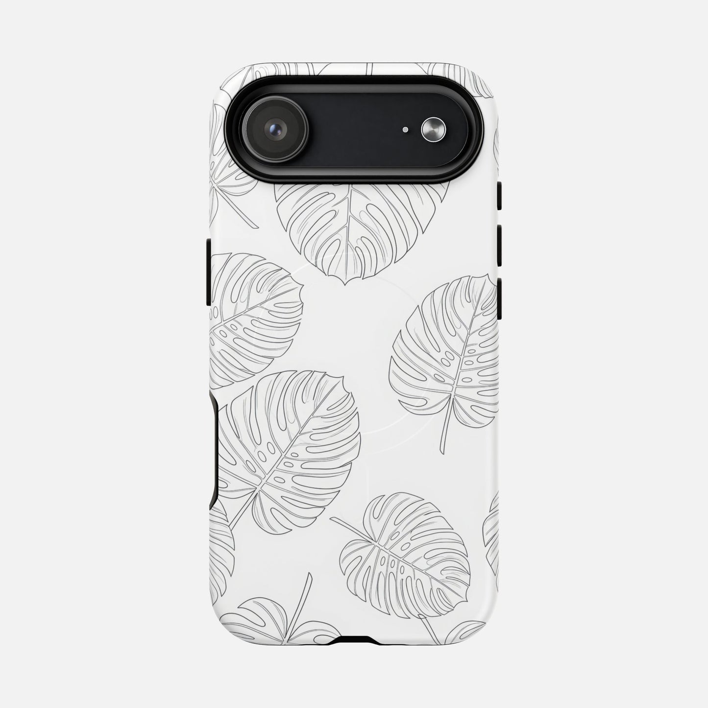 Monstera Leaf Clear Tropical Pattern iPhone Case — Tough Magnetic | MagSafe Compatible