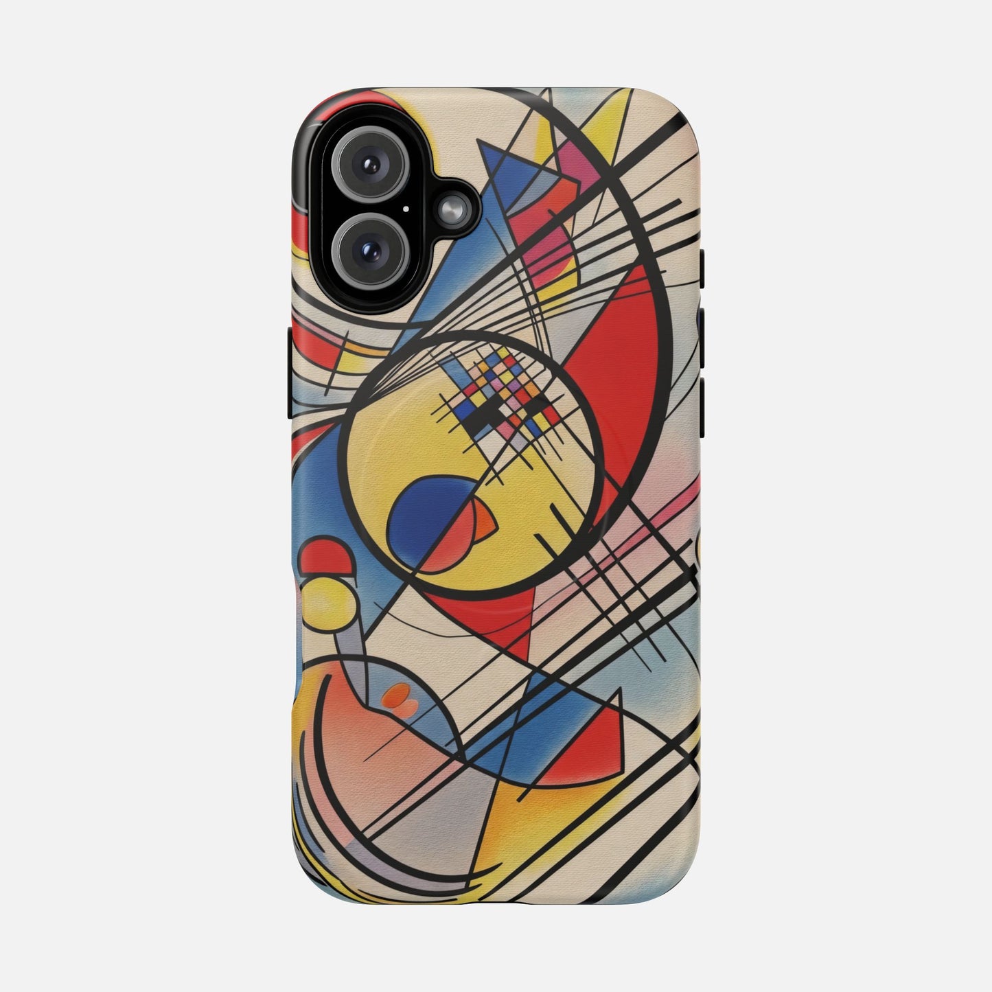 Abstract Geometric Phone Case — Colorful Modern Art Tough Magnetic Case iPhone 16 Plus Matte Phone Case