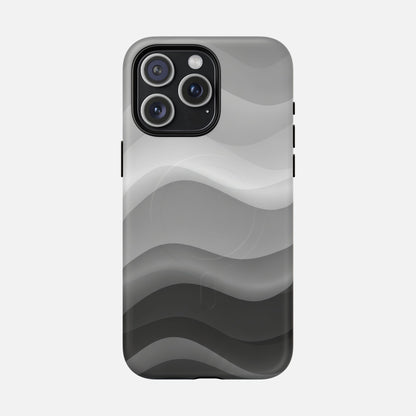 Monochrome Wave iPhone Case — Tough Magnetic | MagSafe Compatible