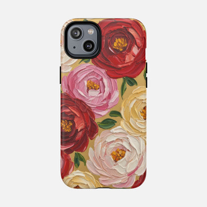 Floral Camellia Tough Magnetic Phone Case — Protective Magnetic iPhone Cover with Rose & Blush Blooms iPhone 14 Plus Matte Phone Case