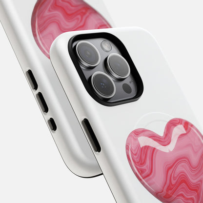 Pink Marble Heart iPhone Case — Tough Magnetic | MagSafe Compatible