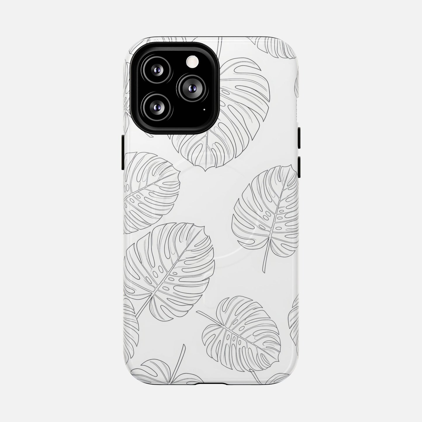 Monstera Leaf Clear Tropical Pattern iPhone Case — Tough Magnetic | MagSafe Compatible