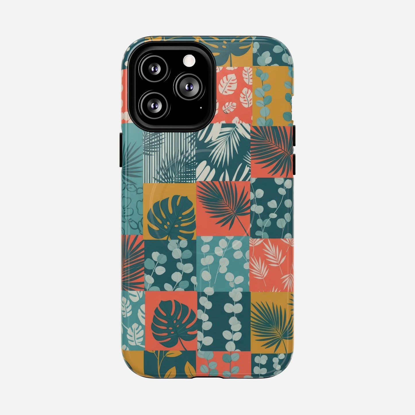 Tropical Patchwork Tough Magnetic Phone Case iPhone 13 Pro Max Glossy Phone Case