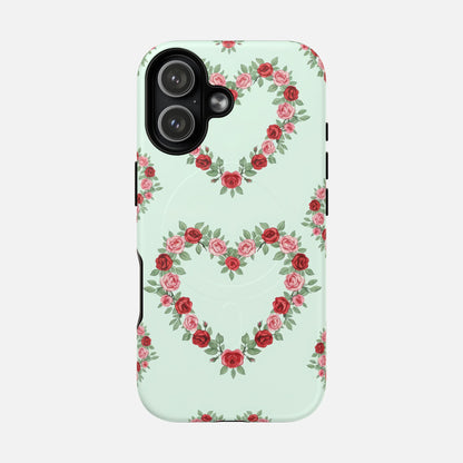 Rose Heart Floral iPhone Case — Tough Magnetic | MagSafe Compatible