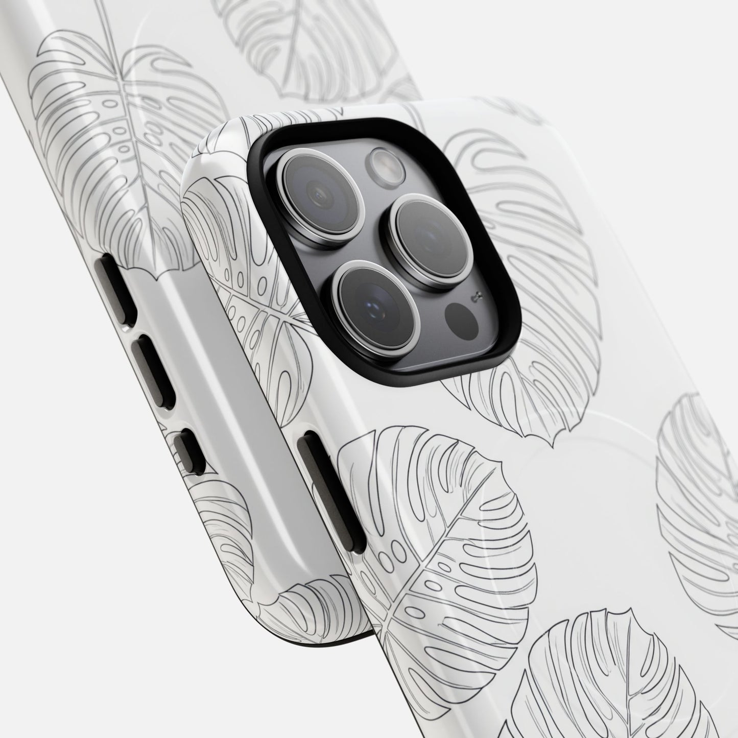 Monstera Leaf Clear Tropical Pattern iPhone Case — Tough Magnetic | MagSafe Compatible