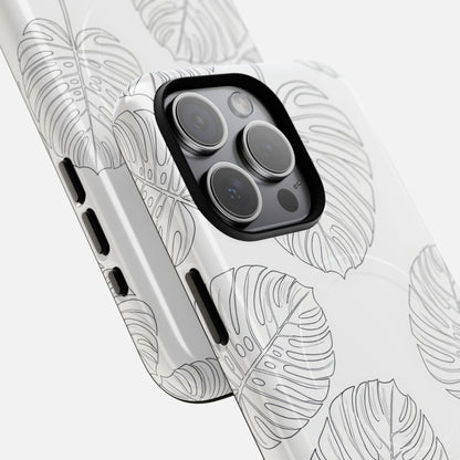 Monstera Leaf Clear Tropical Pattern iPhone Case — Tough Magnetic | MagSafe Compatible