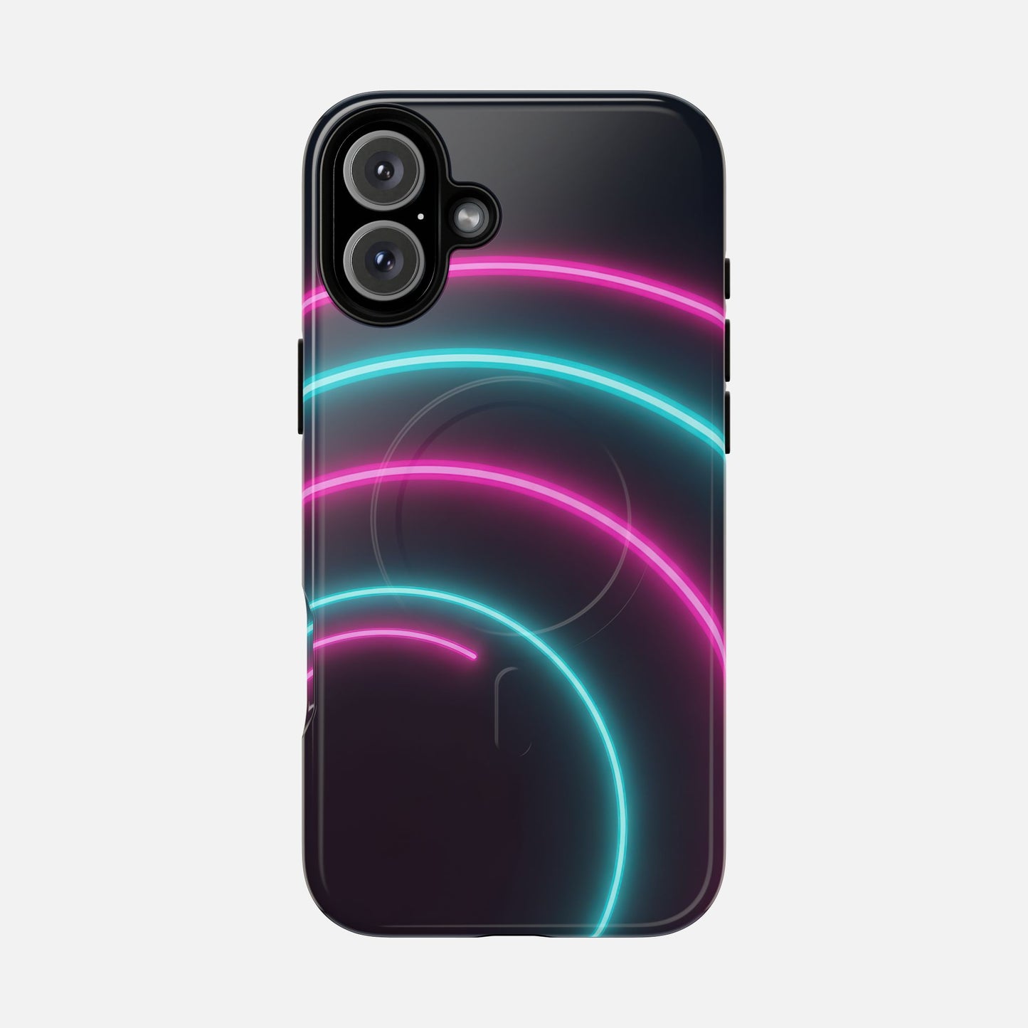 Neon Arc with Pink & Teal Glow iPhone Case — Tough Magnetic | MagSafe Compatible