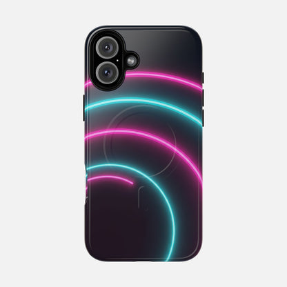 Neon Arc with Pink & Teal Glow iPhone Case — Tough Magnetic | MagSafe Compatible
