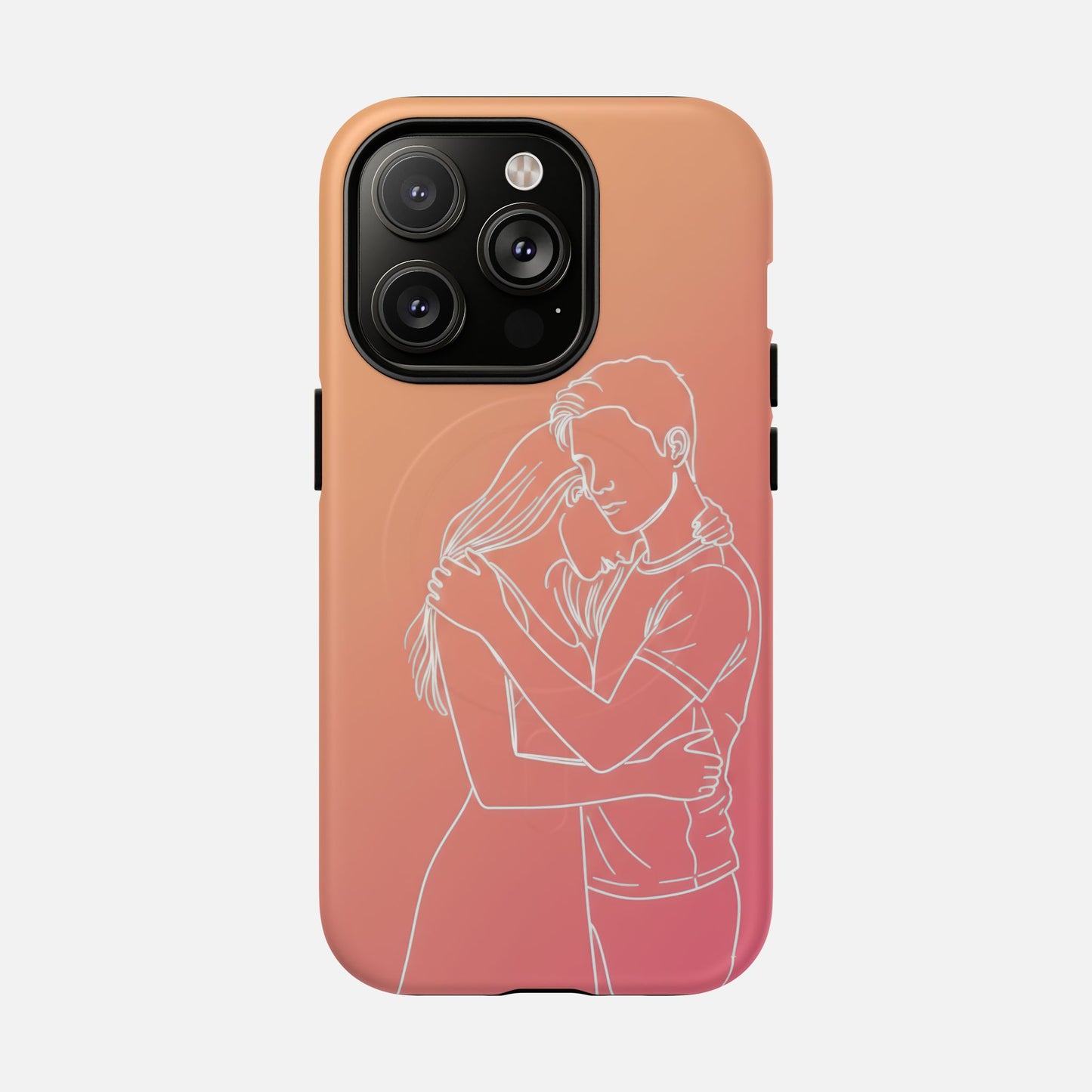 Romantic Outline Couple Tough Magnetic Phone Case — Protective iPhone Cover for Couples, Anniversary & Valentine’s Gift iPhone 14 Pro Matte Phone Case