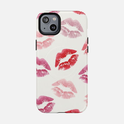 Pink Kiss Print iPhone Case — Tough Magnetic | MagSafe Compatible