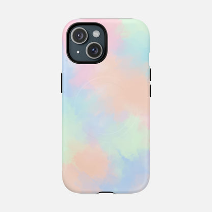 Pastel Watercolor Tough Magnetic Phone Case — Protective MagSafe Compatible Cover iPhone 15 Matte Phone Case