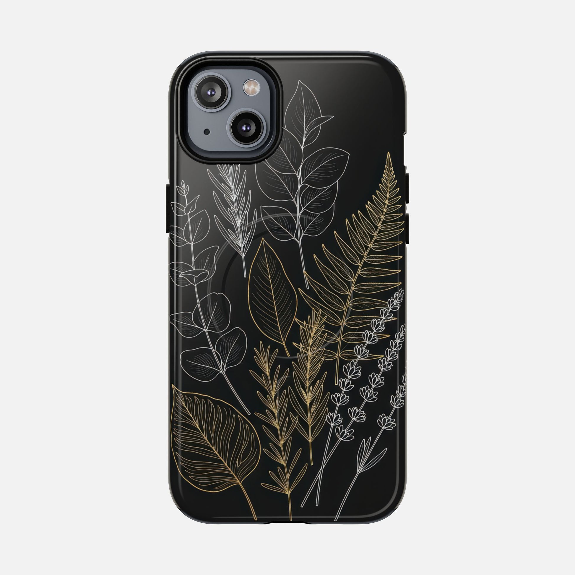 Tough Magnetic Case — Botanical Gold & Silver Fern Phone Cover iPhone 14 Plus Glossy Phone Case