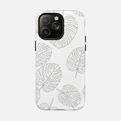 Monstera Leaf Clear Tropical Pattern iPhone Case — Tough Magnetic | MagSafe Compatible