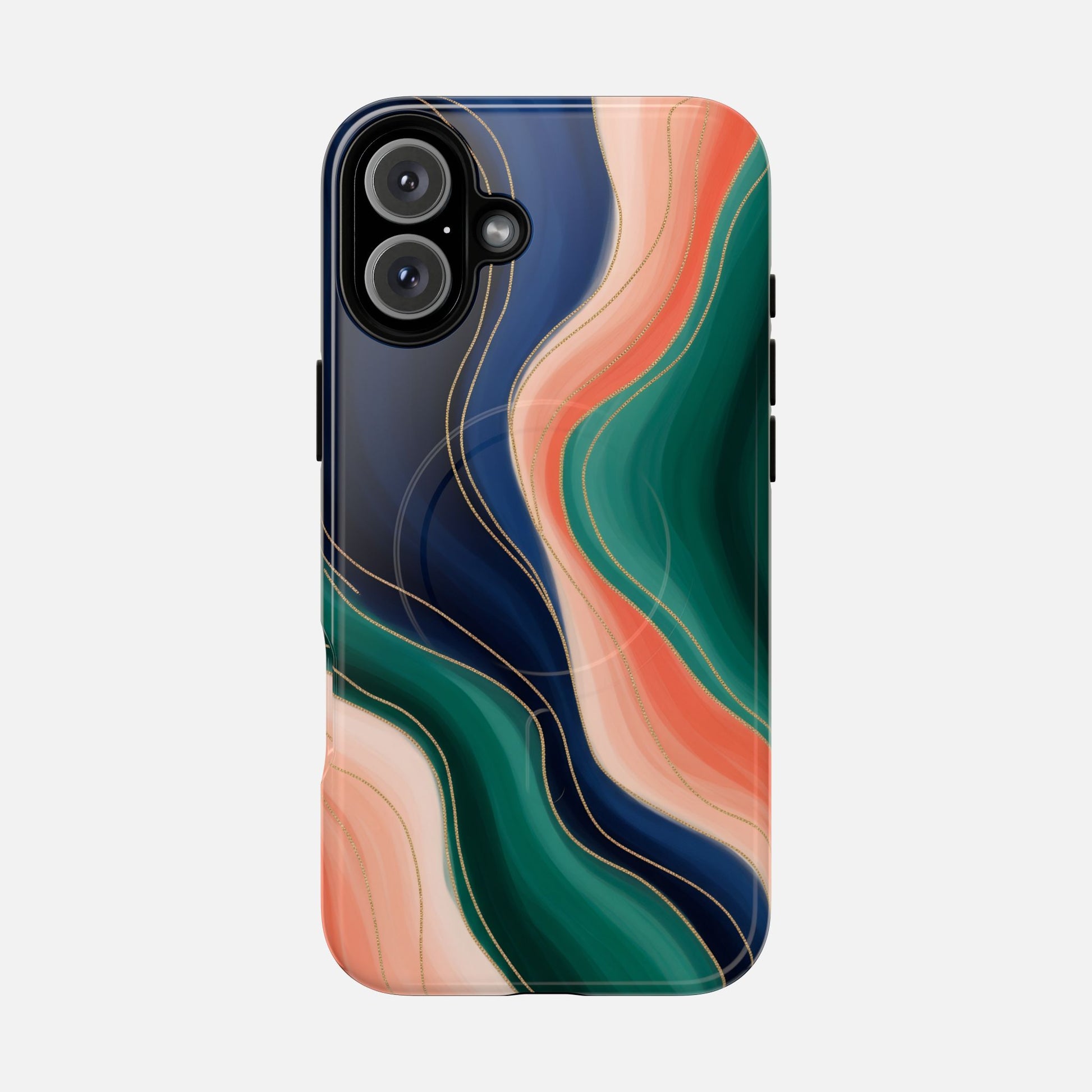 Magnetic Tough Case — Abstract Ocean Wave Design Phone Cover iPhone 16 Plus Glossy Phone Case