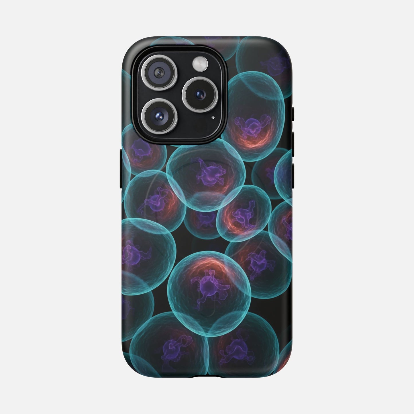 Abstract Neon Bubbles Magnetic Phone Case — Protective Tough Magnetic iPhone Cover iPhone 15 Pro Matte Phone Case