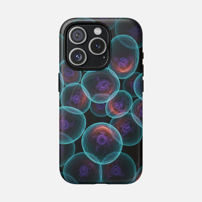 Abstract Neon Bubbles Magnetic Phone Case — Protective Tough Magnetic iPhone Cover iPhone 15 Pro Matte Phone Case