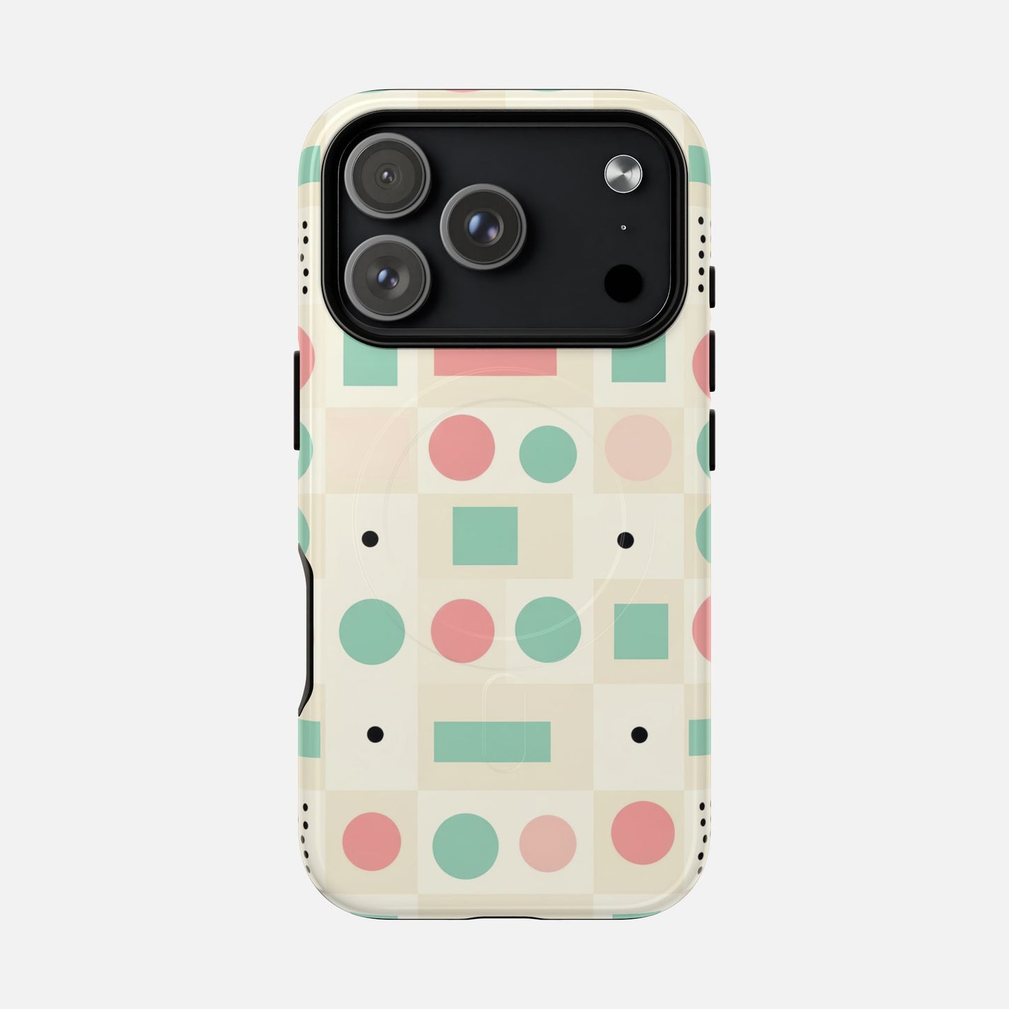Pastel Circles & Squares iPhone Case — Tough Magnetic | MagSafe Compatible