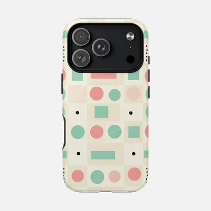Pastel Circles & Squares iPhone Case — Tough Magnetic | MagSafe Compatible