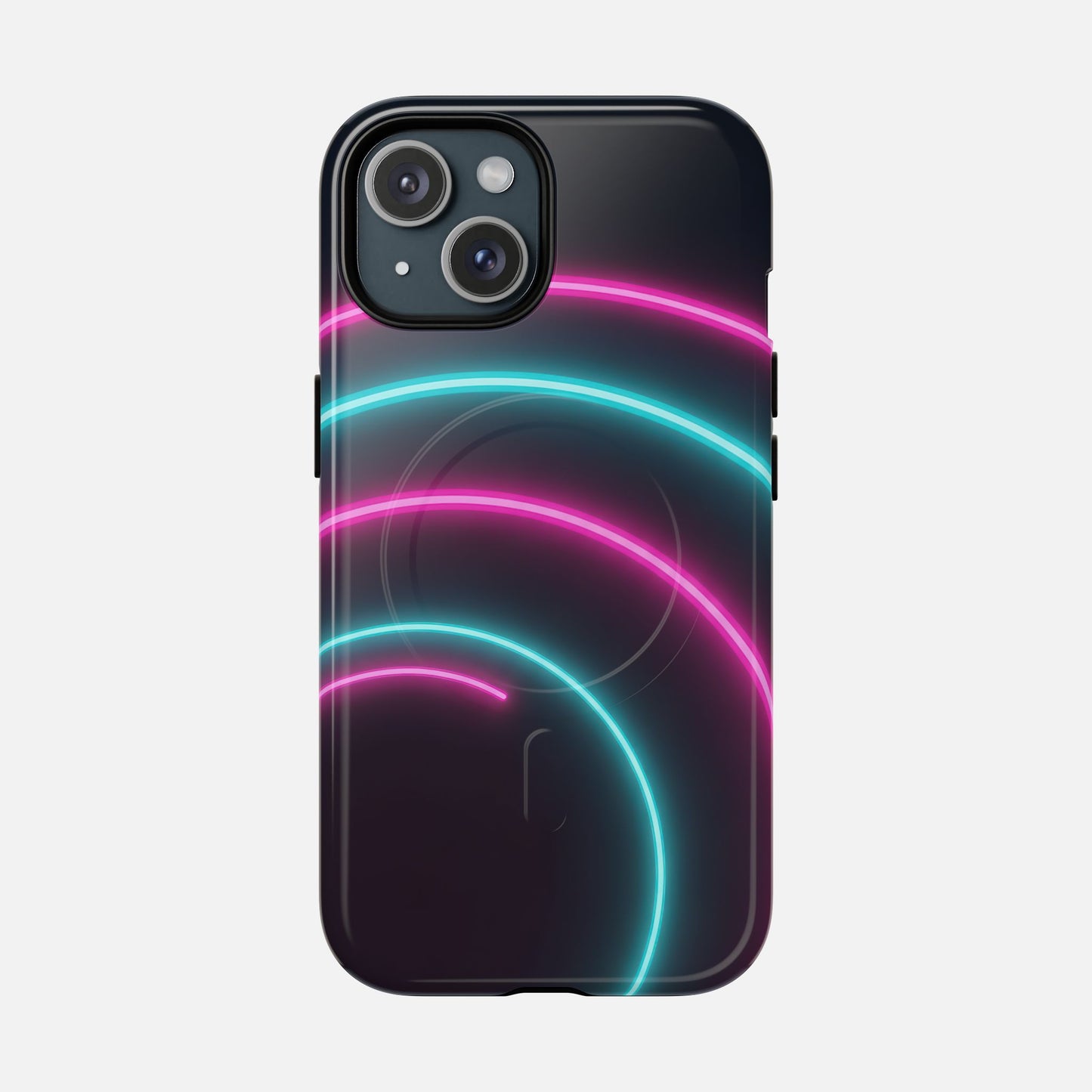 Neon Arc with Pink & Teal Glow iPhone Case — Tough Magnetic | MagSafe Compatible