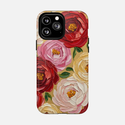 Floral Camellia With Rose & Blush Blooms iPhone Case — Tough Magnetic | MagSafe Compatible