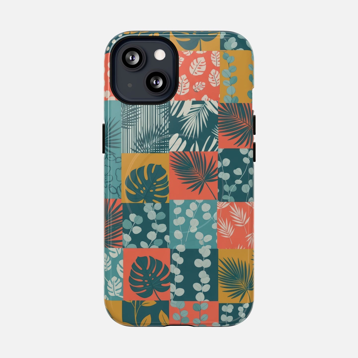 Tropical Patchwork Tough Magnetic Phone Case iPhone 13 Glossy Phone Case