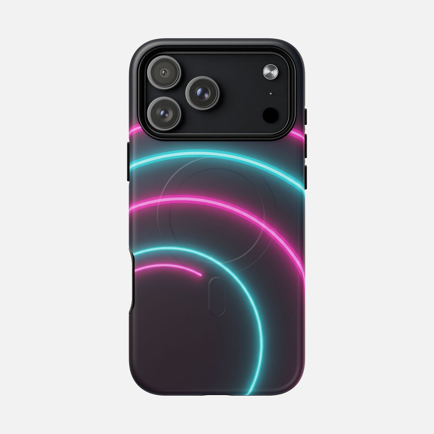 Neon Arc with Pink & Teal Glow iPhone Case — Tough Magnetic | MagSafe Compatible
