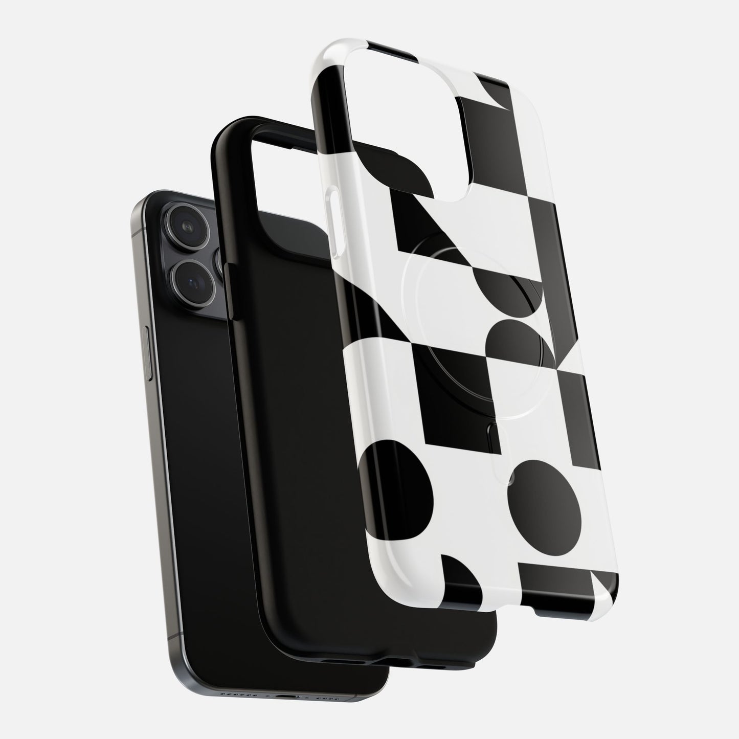 Geometric Black & White iPhone Case — Tough Magnetic | MagSafe Compatible