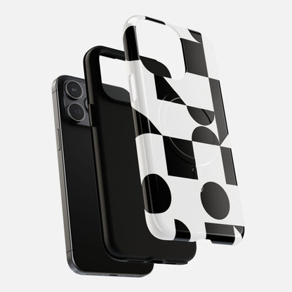 Geometric Black & White iPhone Case — Tough Magnetic | MagSafe Compatible