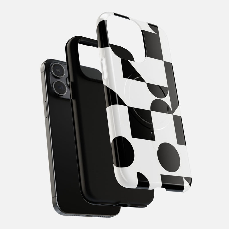 Geometric Black & White iPhone Case — Tough Magnetic | MagSafe Compatible