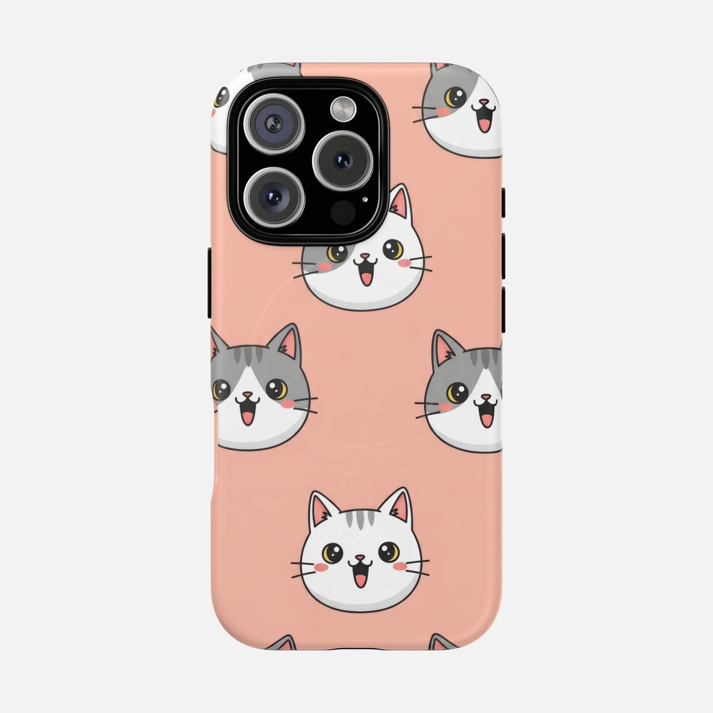 Cute Gray & White Cat iPhone Case — Tough Magnetic | MagSafe Compatible