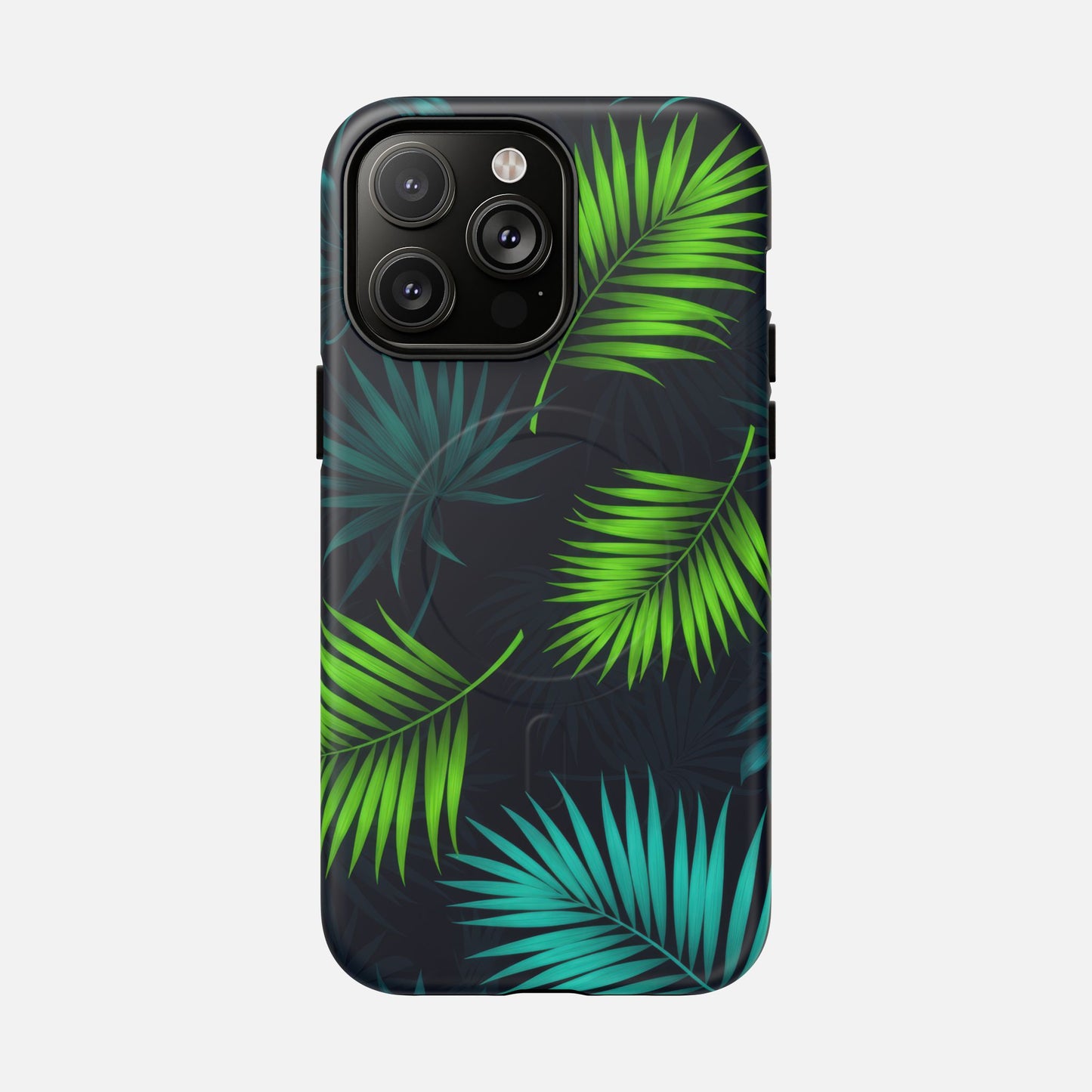 Tropical Palm Tough Magnetic Phone Case — Protective Magnetic iPhone Cover with Green Leaf Design iPhone 14 Pro Max Matte Phone Case
