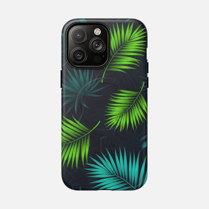 Tropical Palm Tough Magnetic Phone Case — Protective Magnetic iPhone Cover with Green Leaf Design iPhone 14 Pro Max Matte Phone Case