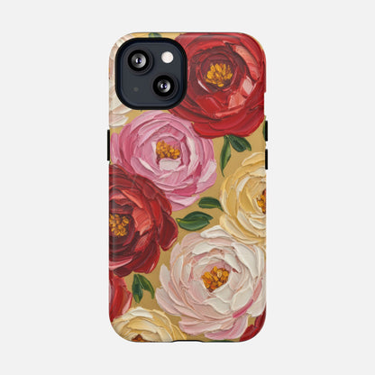 Floral Camellia With Rose & Blush Blooms iPhone Case — Tough Magnetic | MagSafe Compatible