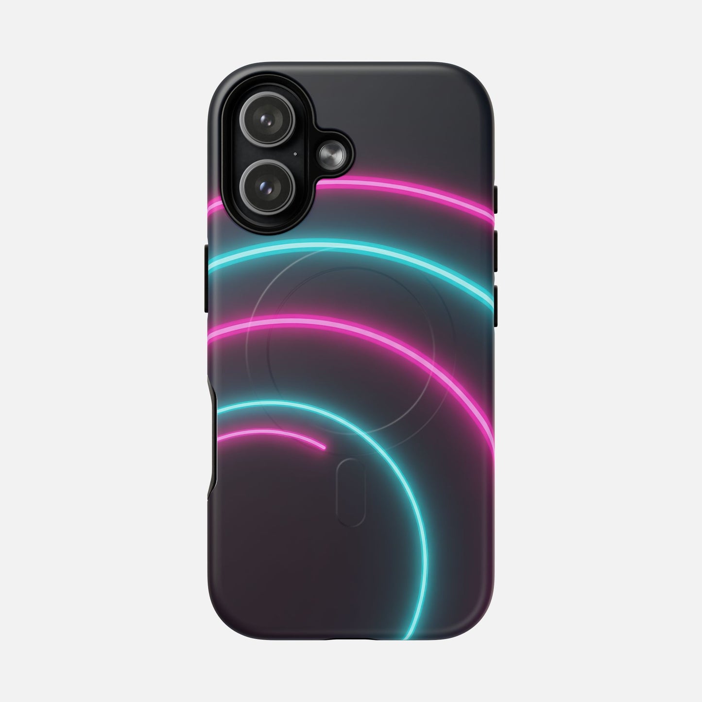 Neon Arc with Pink & Teal Glow iPhone Case — Tough Magnetic | MagSafe Compatible