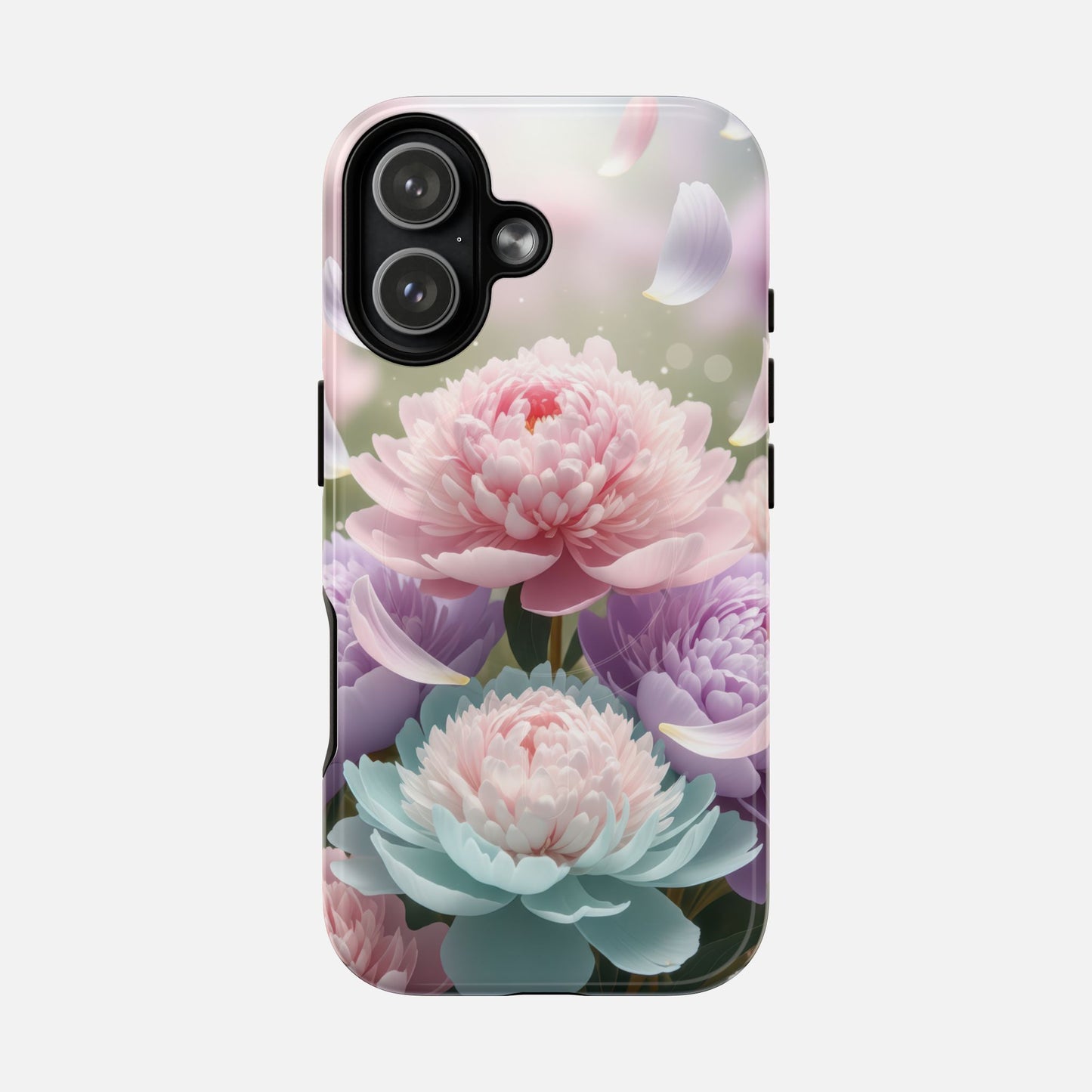 Floral Peony Tough Magnetic Phone Case — Pastel Peony Garden Protective Cover iPhone 17 Glossy Phone Case