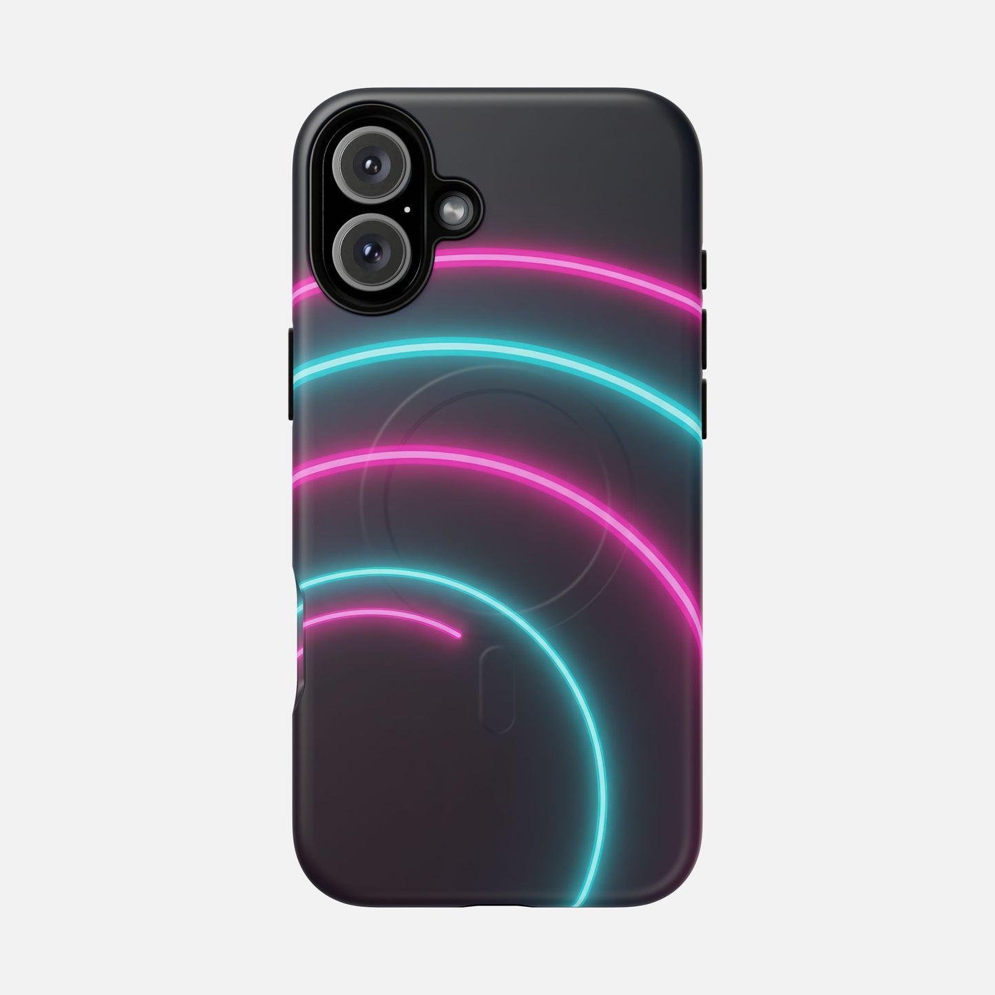 Neon Arc with Pink & Teal Glow iPhone Case — Tough Magnetic | MagSafe Compatible