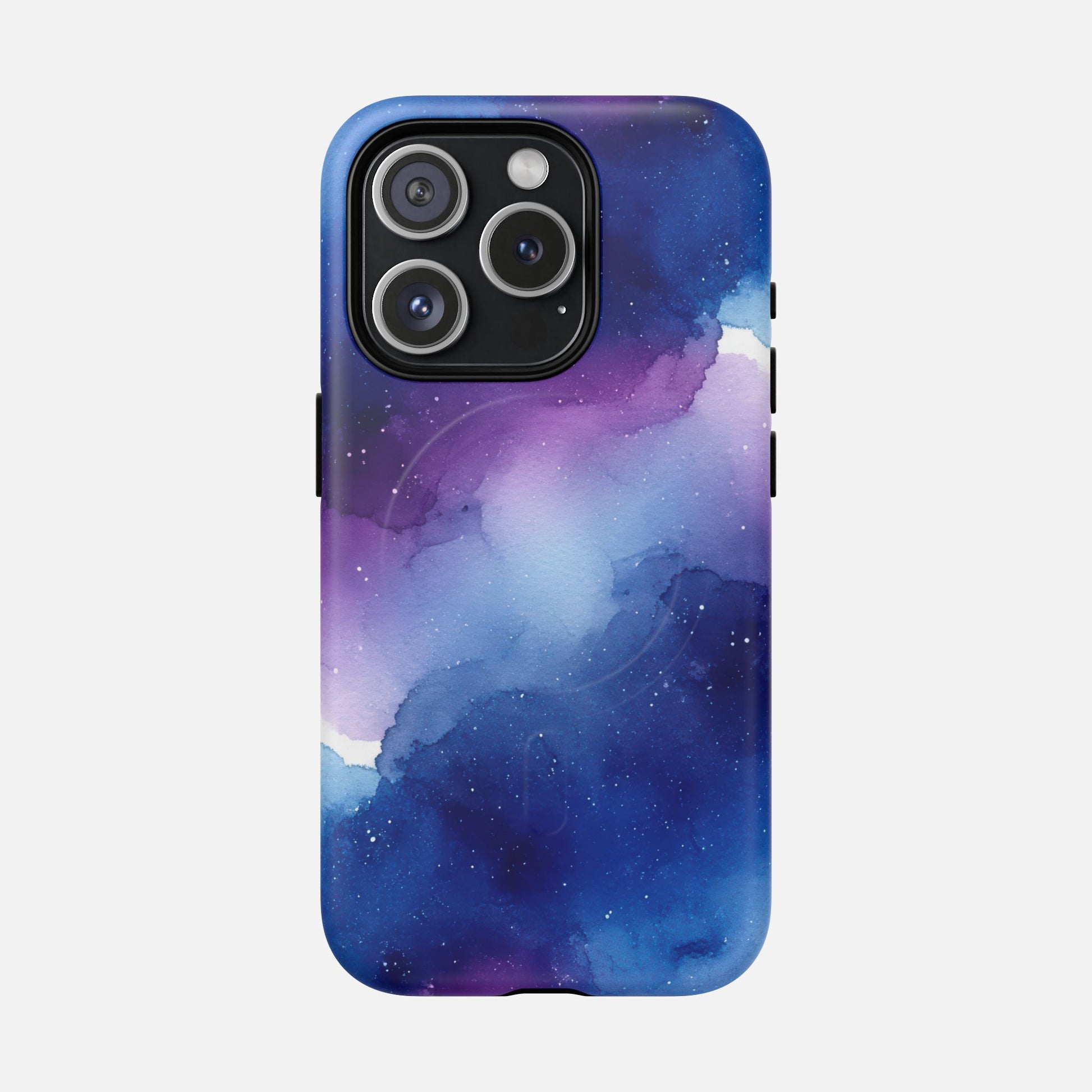 Galaxy Watercolor Tough Magnetic Phone Case — Blue Purple Nebula MagSafe Cover iPhone 15 Pro Matte Phone Case