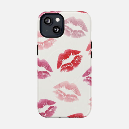 Pink Kiss Print iPhone Case — Tough Magnetic | MagSafe Compatible