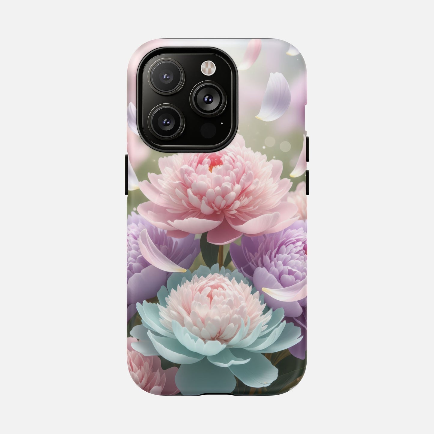 Floral Peony Tough Magnetic Phone Case — Pastel Peony Garden Protective Cover iPhone 14 Pro Matte Phone Case