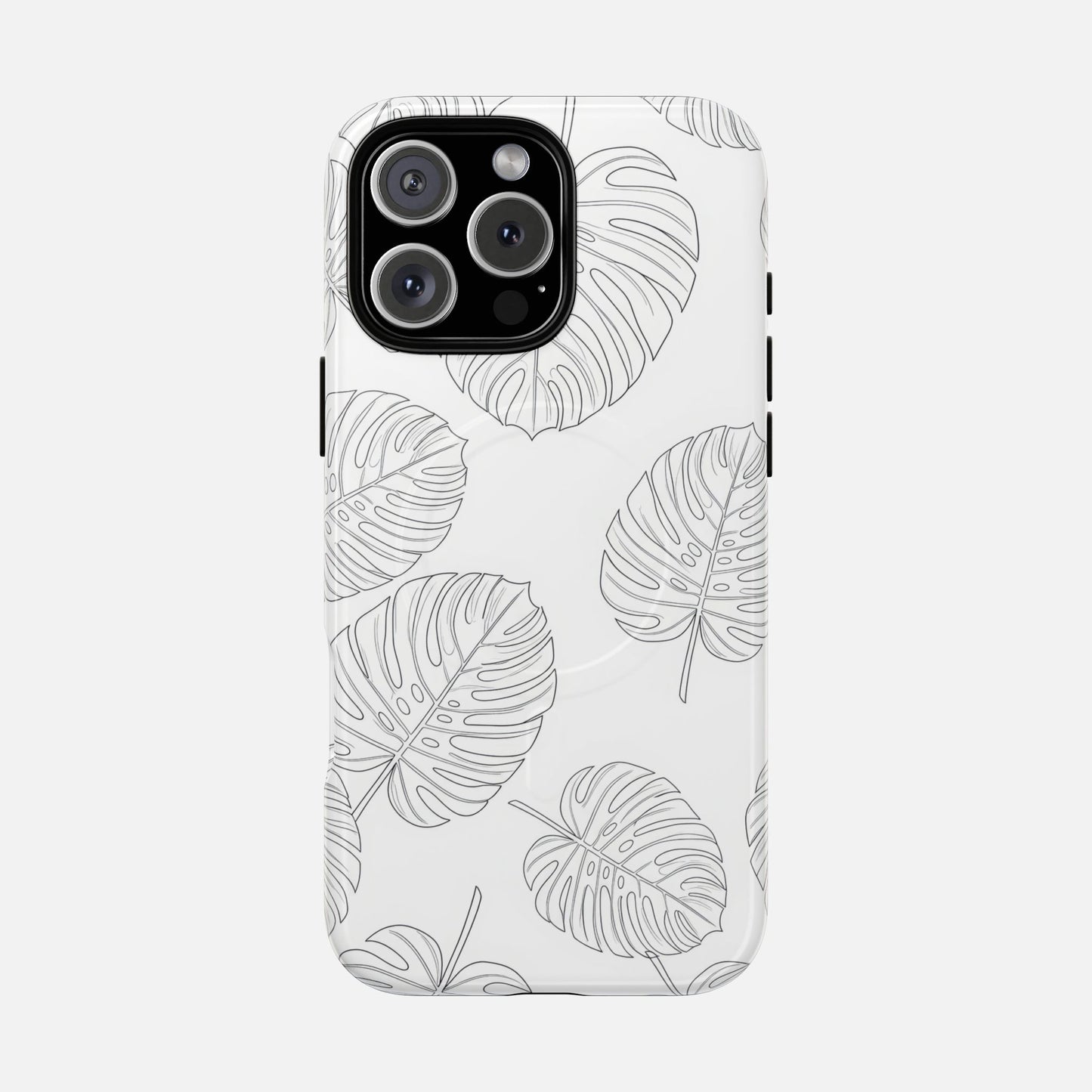 Monstera Leaf Clear Tropical Pattern iPhone Case — Tough Magnetic | MagSafe Compatible