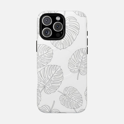 Monstera Leaf Clear Tropical Pattern iPhone Case — Tough Magnetic | MagSafe Compatible