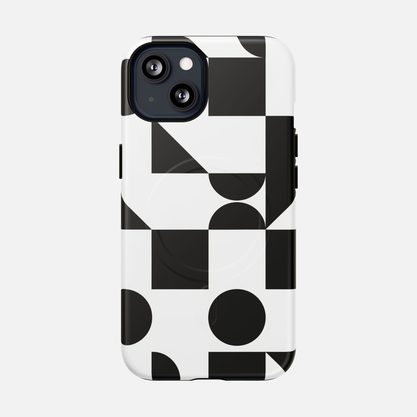 Geometric Black & White iPhone Case — Tough Magnetic | MagSafe Compatible