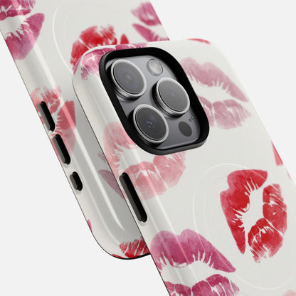 Pink Kiss Print iPhone Case — Tough Magnetic | MagSafe Compatible