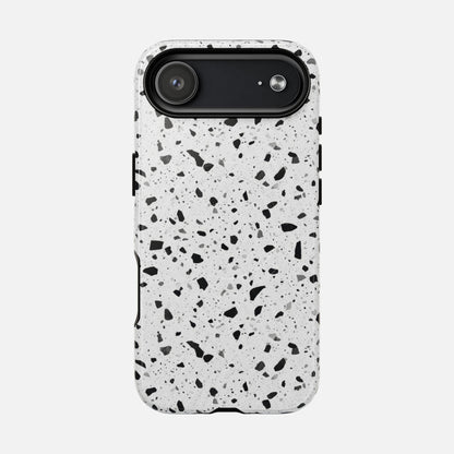 Terrazzo Black & White iPhone Case — Tough Magnetic | MagSafe Compatible