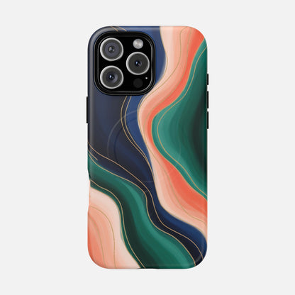 Magnetic Tough Case — Abstract Ocean Wave Design Phone Cover iPhone 16 Pro Max Matte Phone Case