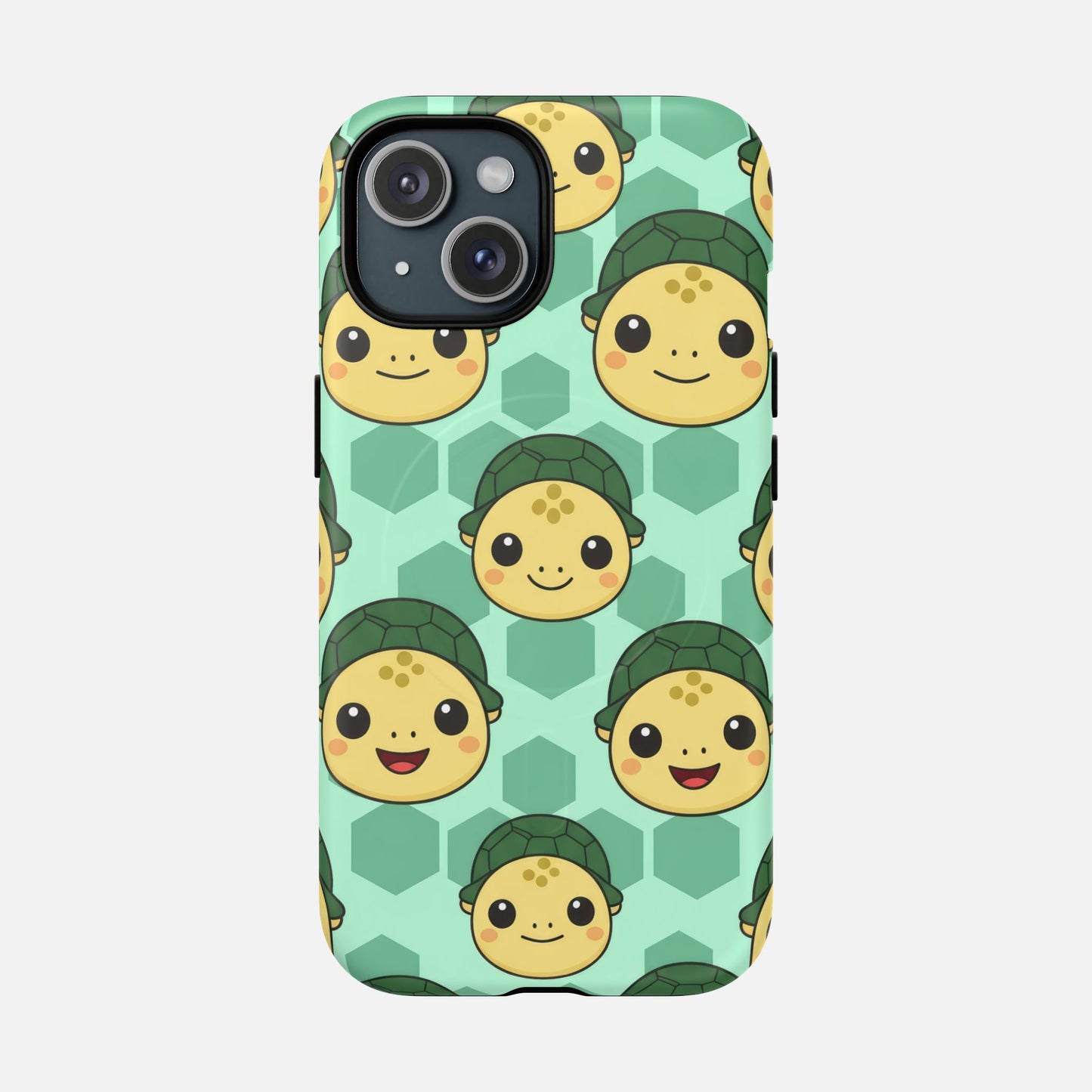 Cute Turtle Pattern Phone Case — Tough Magnetic Protective iPhone Cover iPhone 15 Matte Phone Case