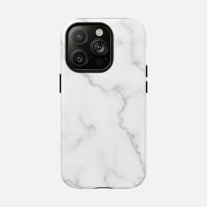 White Marble iPhone Case — Tough Magnetic | MagSafe Compatible