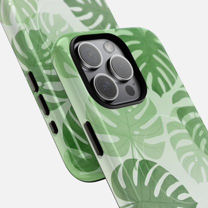 Green Monstera Leaf iPhone Case — Tough Magnetic | MagSafe Compatible
