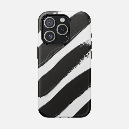 Abstract Black Brushstroke Magnetic Phone Case iPhone 15 Pro Matte Phone Case